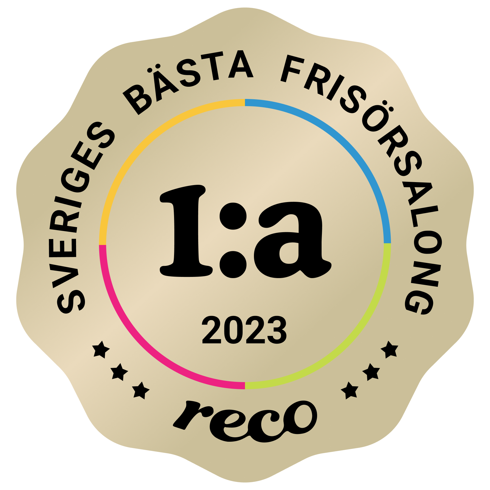 Bagde - Best in Sweden - Frisörsalong - First@2x